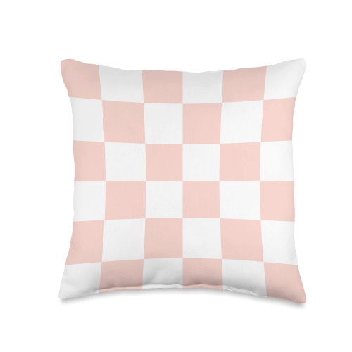 Aesthetic Checkerboard Pastel Chess Board Stuff Chess Board Minimalistic Pastel Pink Checkerboard Throw Pillow, 16x16, Multicolor