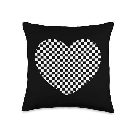 Checkered Gift Black & White Accessories & Stuff Cool Checkered for Men Women Flag Checkerboard Chess Coach Throw Pillow, 16x16, Multicolor