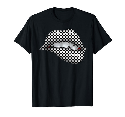 Cool Checkered For Women Girls Lip Checkerboard Car Racing T-Shirt
