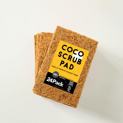 GrowByCoco Natural Coir Scrubber | Scourers for Deep Cleaning - Eco-Friendly Kitchen & Bathroom Cleaning Scrub Pads | Coconut Sponge | Dish Scrubber | Non-Scratch for Pots, Pans & BBQ Grills (24)