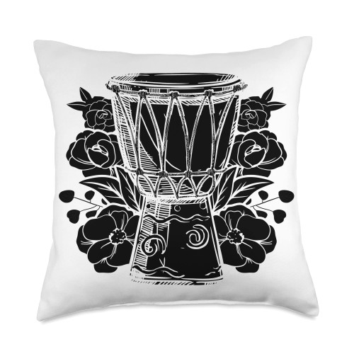 Conga & Flower Lover Conga Drummer Drum Lover Conga Instrument with Flowers Throw Pillow, 18x18, Multicolor