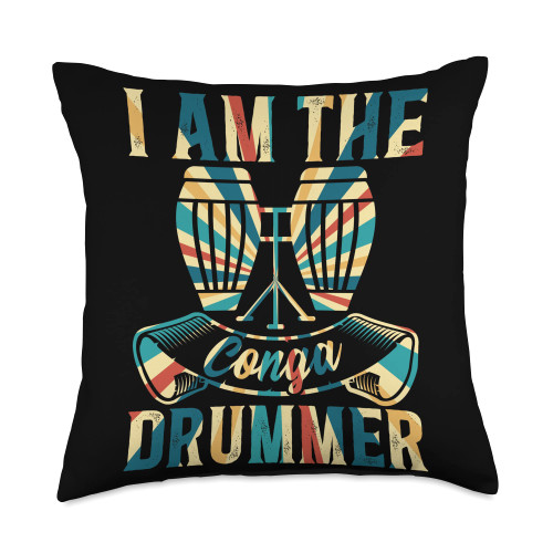 Conga Drum Player Conga Musician Drummer Conga Music Drum Player Throw Pillow, 18x18, Multicolor