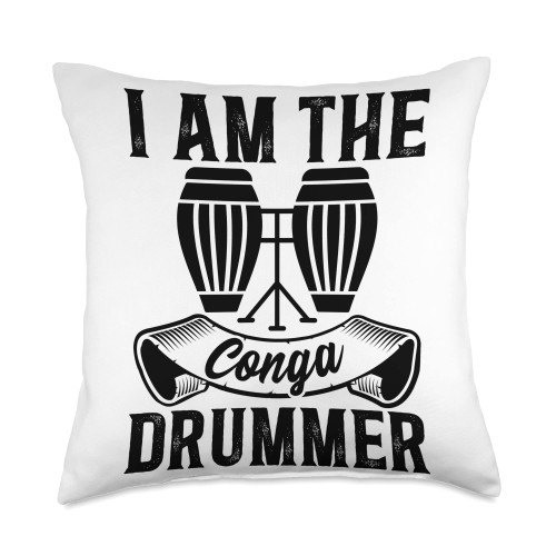 Conga Drum Player Conga Musician Drummer Drums Musician Conga Instrument Throw Pillow, 18x18, Multicolor