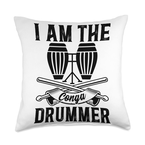 Conga Drum Player Conga Musician Drummer Instrument Conga Drums Musician Throw Pillow, 18x18, Multicolor