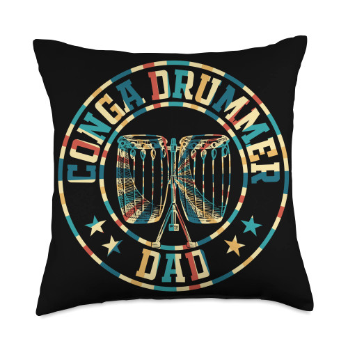 Conga Player Dad Conga Drummer Family Drummer Musician Drum Player Conga Dad Throw Pillow, 18x18, Multicolor