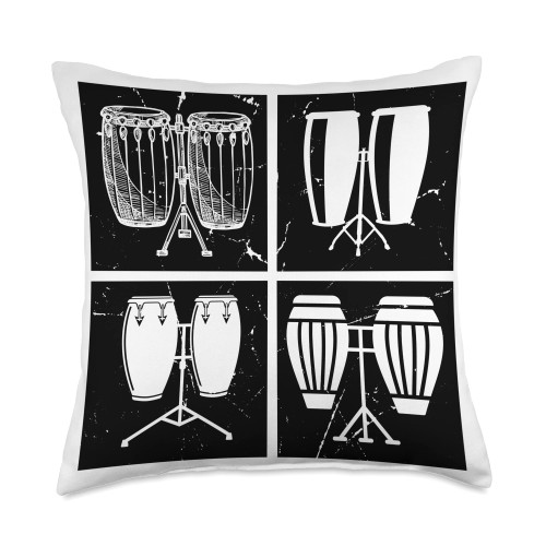 Conga Drums Conga Player Drums Conga Instruments Throw Pillow, 18x18, Multicolor
