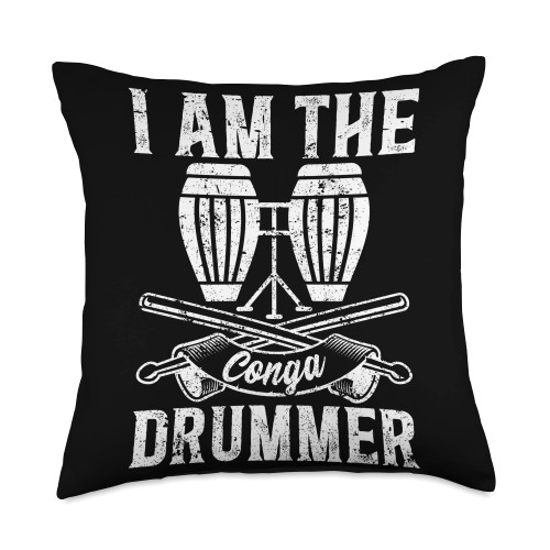 Conga Drum Player Conga Musician Instrument Conga Music Drummer Throw Pillow, 18x18, Multicolor