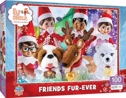 MasterPieces 100 Piece Christmas Jigsaw Puzzle for Kids - Friends Fur-Ever - 14"x19"