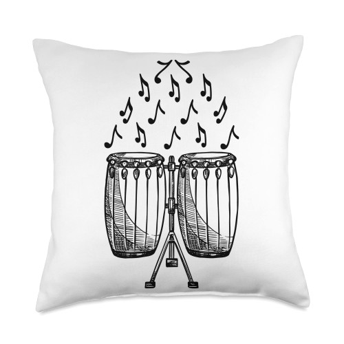 Conga Drum Player Conga Musician Music Clef Playing Drummer Conga Musicians Throw Pillow, 18x18, Multicolor