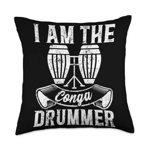 Conga Drum Player Conga Musician Music Drummer Congas Instrument Throw Pillow, 18x18, Multicolor