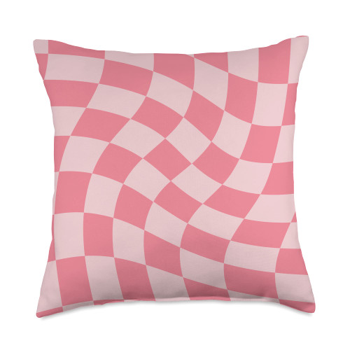 Pink Checkerboard Cool Designs Pink Classic Checkered Swirl Pattern Throw Pillow, 18x18, Multicolor