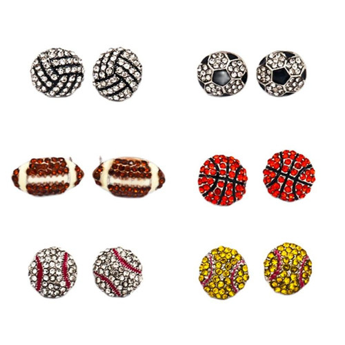 Rhinestone Rugby Football Stud Drop Earrings Stackable Shiny Crystal Cute Basketball Volleyball Baseball Sport Earrings Jewelry for Women Teens Jewelry Dainty Earrings-6 Pairs Rhinestone Rugby Football Stud Drop Earrings Stackable Shiny Crystal Cute Basketball Volleyball Baseball Sport Earrings Jewelry for Women Teens Jewelry Dainty Earrings-6 Pairs