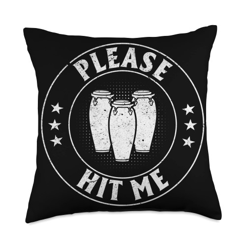 Conga Player Conga Drummer Instrument Please Hit Drums Player Musician Congas Throw Pillow, 18x18, Multicolor