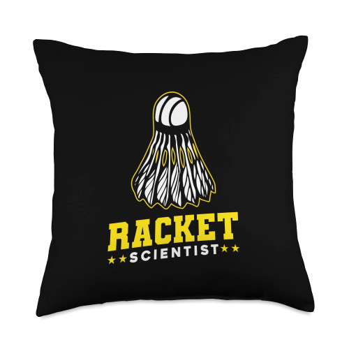 Badminton Player Gift Idea Badminton Shuttlecock Racket Scientist Badminton Player Shuttlecock Sports Smash Throw Pillow, 18x18, Multicolor