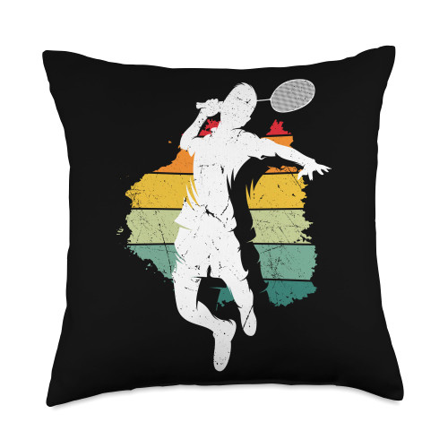 Shuttlecock Badminton Sets for Backyards Badminton Retro Badminton Team Shuttlecock Player Throw Pillow, 18x18, Multicolor