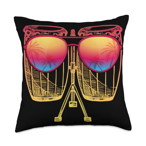 Cool Conga Musician Conga Music Drummer Sunglasses Drum Cool Conga Drummer Musician Throw Pillow, 18x18, Multicolor