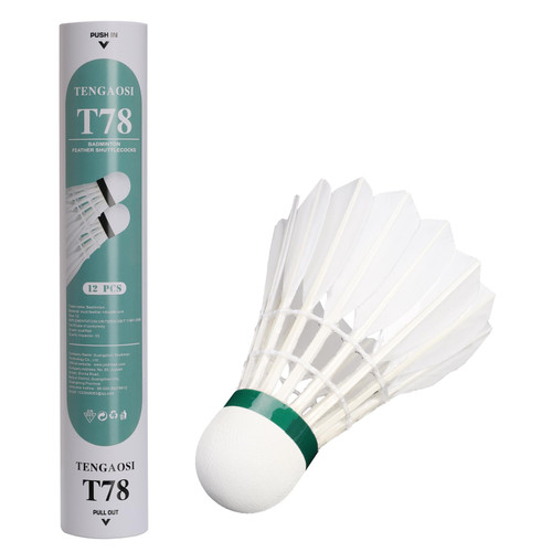 TENGAOSI Duck Feather Badminton Shuttlecocks with Great Stability and Durability, with Speed 78 Badminton Birdies for Outdoor and Indoor, Badminton Balls (Green)