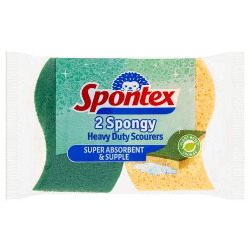 Spontex Heavy Duty Super Absorbent Sponge Scourers, Pack of 2