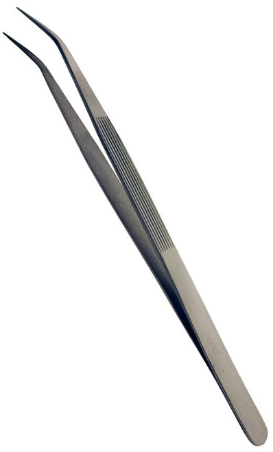 HAWK Fine Point Curved Tip Tweezers, 6.25" Long, With Smooth Polished Finish And Textured Grip - S8548