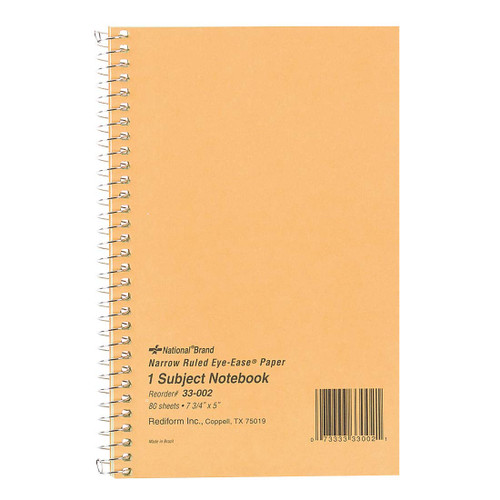 Rediform, Subject Wirebound Notebooks, Narrow Rule, Brown Cover, 7 3/4 x 5, 80 Sheets, 3 Pack Value Bundle