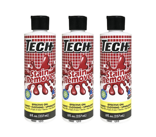 Tech Stain Remover - 8 oz Bottles - Effective Stain Remover Spray for Carpet, Clothing, Laundry, Upholstery and Other Washable Fabrics (Pack of 3)