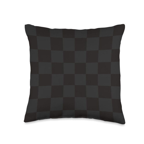 Checkerboard Aesthetic Patterns Boho - More Here Black Gray Checkerboard Pattern Checkered Racing Men Women Throw Pillow, 16x16, Multicolor