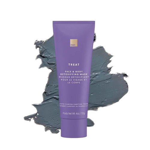 European Wax Center Detoxifying Face and Body Mask - Activated Charcoal Pore Cleansing Clay Beauty Mask with Tea Tree Oil, Glycolic & Salicylic Acid - Blackhead Remover, Ingrown Hair Treatment