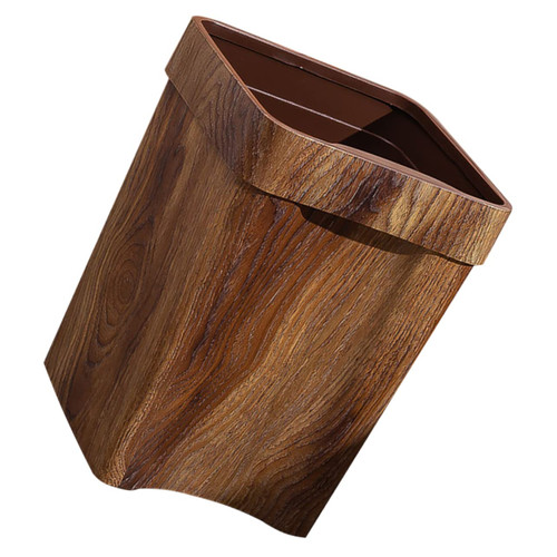 OFFSCH Trash Can Garbage Can Small Wastebasket Rustic Garbage Bin Wastebasket Bin Small Recycling Container Bathroom Trashcan Wood Plastic Container Waste Container Office Big Bag Simple
