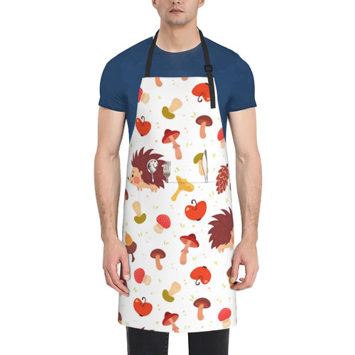 Hedgehog Apron with 2 Pocket Waterproof Adjustable Cute Aprons for Kitchen Baking Gardening Painting