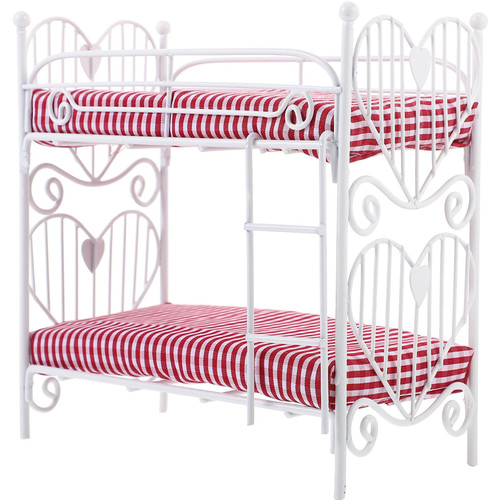 Zerodeko Miniature Bunk Beds for Dollhouse, 1 12 Scale Metal Dollhouse Bunk Beds Set, Doll House Furniture of Bunk Bed with Ladder, Dollhouse Furniture Decor