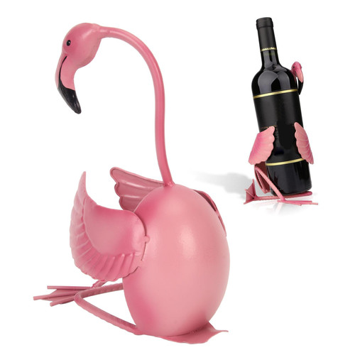 Wnvivi Flamingo Wine Rack,Innovative Pink Flamingo Wrought Iron Wine Holder,Tabletop Wine Bottle Holder Stand for Kitchen Bar Counter