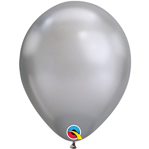 Qualatex 85109 Chrome 7 Inch Latex Balloons (Chrome Silver, 100 Pack)