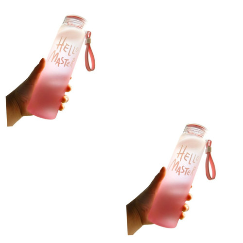 Happyyami 2pcs Glass Carafes Large Water Bottle Sports Water Bottles Sports Drink Bottle Glass Kettle Biking Water Bottle Water Kettle Frosted Glass Water Bottle Jug Riding Fitness