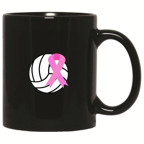 Breast Cancer Pink Ribbon Breast Cancer Awareness Volleyball 11oz 15oz Black Coffee Mug Breast Cancer Pink Ribbon Breast Cancer Awareness Volleyball 11oz 15oz Black Coffee Mug