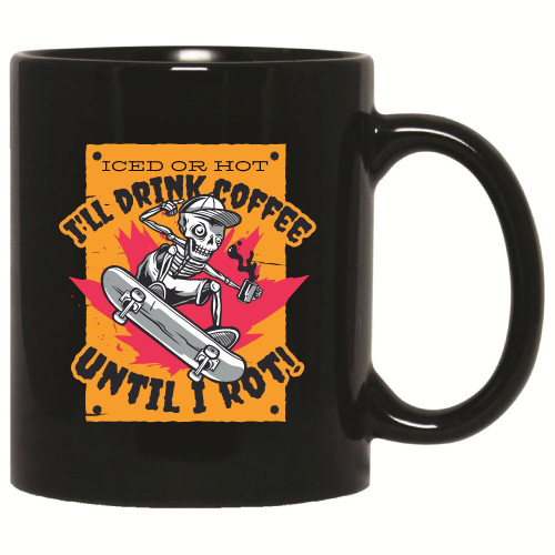 Skateboarding and Skeleton Gift for Coffee Lovers for Skaters and Skate Fans 11oz 15oz Black Coffee Mug
