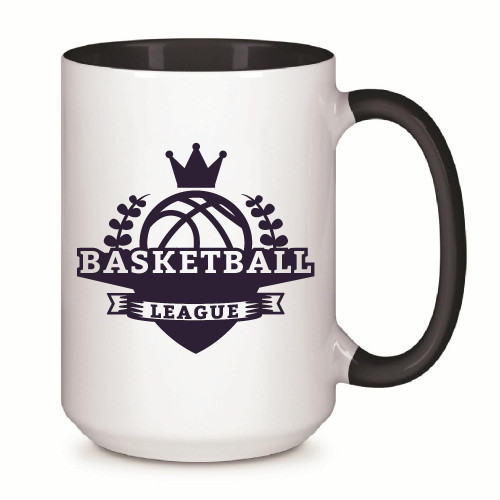 Basketball Inspired Gift for Basketball Fans Basketball League Crown Vector Graphic Design 11oz 15oz Inner Color Accent Mug