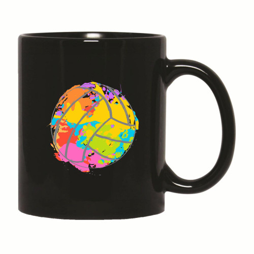 Cute Colorsplash Volleyball Ball Gift for Women Men Kids 11oz 15oz Black Coffee Mug