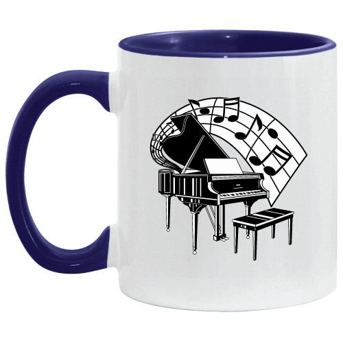 Gift for Piano Player Musician Pianist 11oz 15oz Inner Color Accent Mug