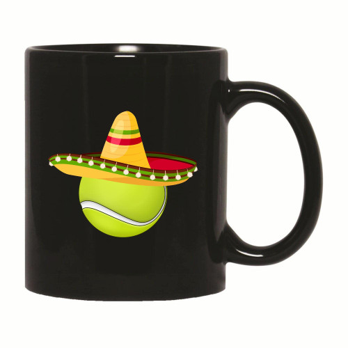 Sombrero Tennis Ball Tennis Player Sports Lovers 11oz 15oz Black Coffee Mug