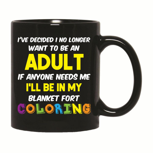 Gift Idea for Adults Who Refuse to Grow Up Books Crayons 11oz 15oz Black Coffee Mug