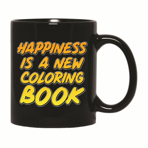 Gift Idea for Kids Happiness is a Book Crayons 11oz 15oz Black Coffee Mug