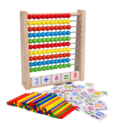 ifundom 1 Set Abacus Classic Counting Tool Manipulatives for Math Beads Counting Tool Mathematics Numbers Sticks Math Learning Tools Educational Toys Puzzle Toddler Learning Box Wooden
