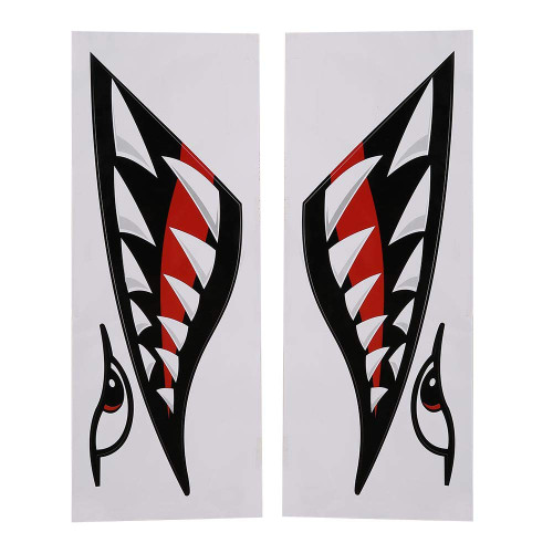 Shark Teeth Mouth Stickers,2PCS Waterproof DIY Funny Shark Teeth Mouth Sticker Decal Car Kayak Boat Truck Decoration