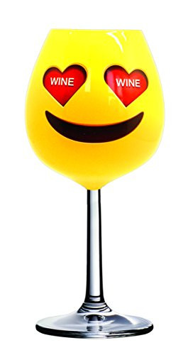 DCI Unique Wine Glass, Extra Large, Heart Eyes, Emoji, 750ml Capacity, Holds an Entire Bottle of Wine