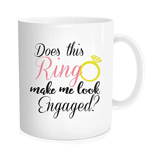 Hasdon-Hill Does This Ring Make Me Look Engaged Coffee Mug | Bride to Be Coffee Mug | Future Mrs Mug | Gift for Bride | Wedding Planning Cup Engagement Gift Bridal Shower Present 11 Oz White
