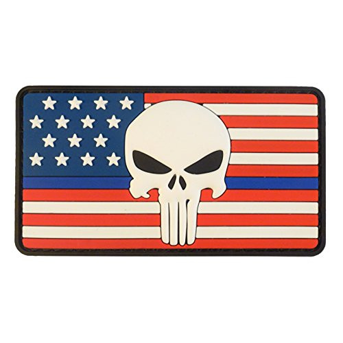 LEGEEON 3D Thin Blue Line Punisher USA Flag PVC Rubber Touch Fastener Patch