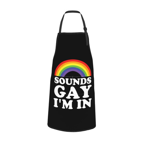 JOocla Sounds Gay I'm In Adjustable Bib Waterdrop Resistant Apron with Pockets Kitchen BBQ Apron