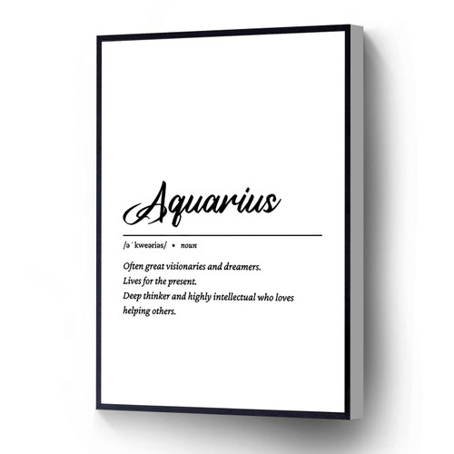 RCVTVPV Astrology Canvas Wall Art Aquarius Definition Poster Aquarius Print Wall Decor For Home Office Apartment Ready To Hang (Wood Frame 8 * 12 In)