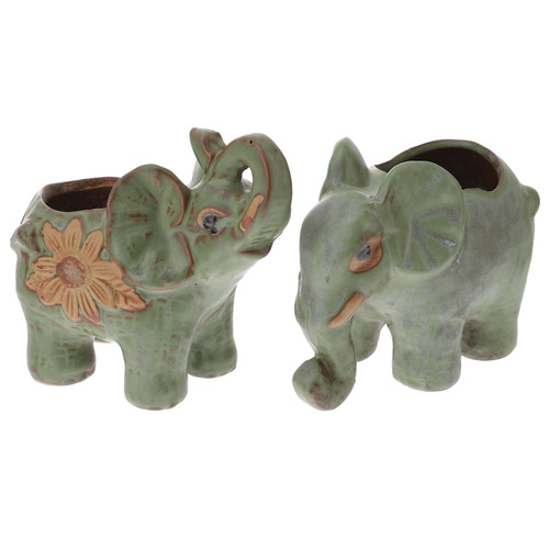 MERRYHAPY 2pcs Elephant Flowerpot Nursery Plant Pots Cactus Planter Ceramic Plant Pots Ceramic Planter Container Elephant Plant Pot Elephant Planter Pot Flower Container Succulent Pot Green