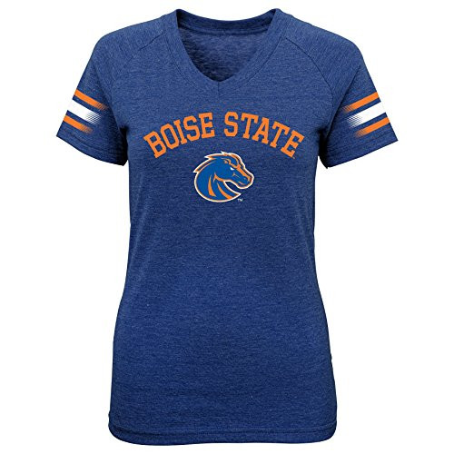 NCAA by Outerstuff NCAA Boise State Broncos Youth Girls "First Line" Short Sleeve V-Neck Tee, Royal, Youth X-Large(16)